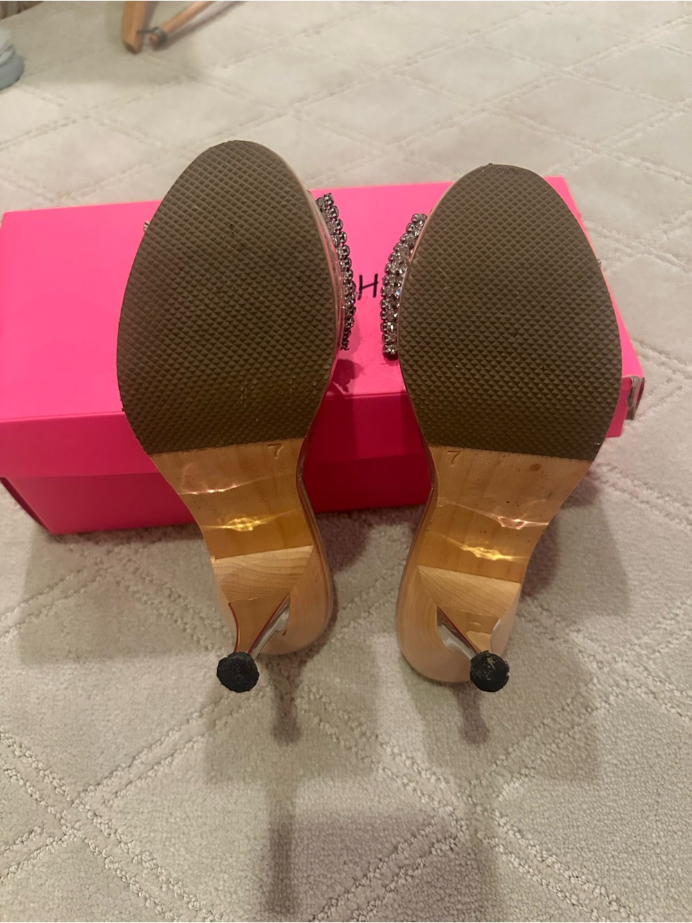Betsey Johnson Silver Crystal Bow Slide Mules - Picture 6 of 10
